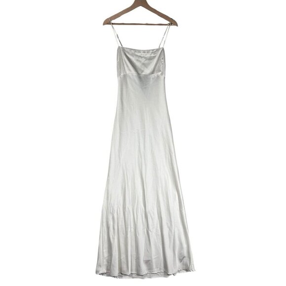 Abercrombie & Fitch Satin Slip Maxi Dress - White, Size Medium - Elegant Wedding - Picture 1 of 15